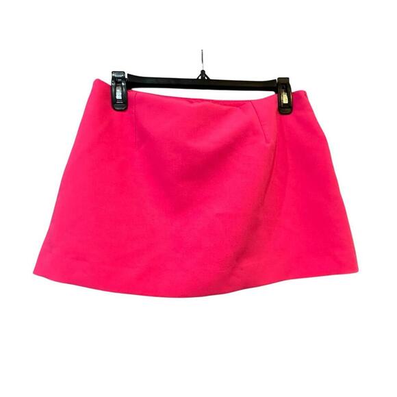 Zara NWT Asymmetric Skort Size M Pink High Rise Zipper Barbie Minimalist - Picture 3 of 5